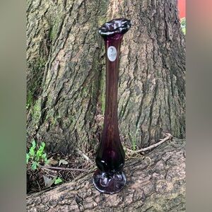 Fenton Plum Inverted Strawberry Bud Vase